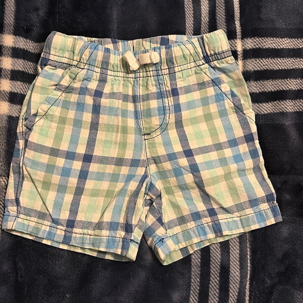 Jumping Beans Plaid Kids Shorts Blue and Green (2T)